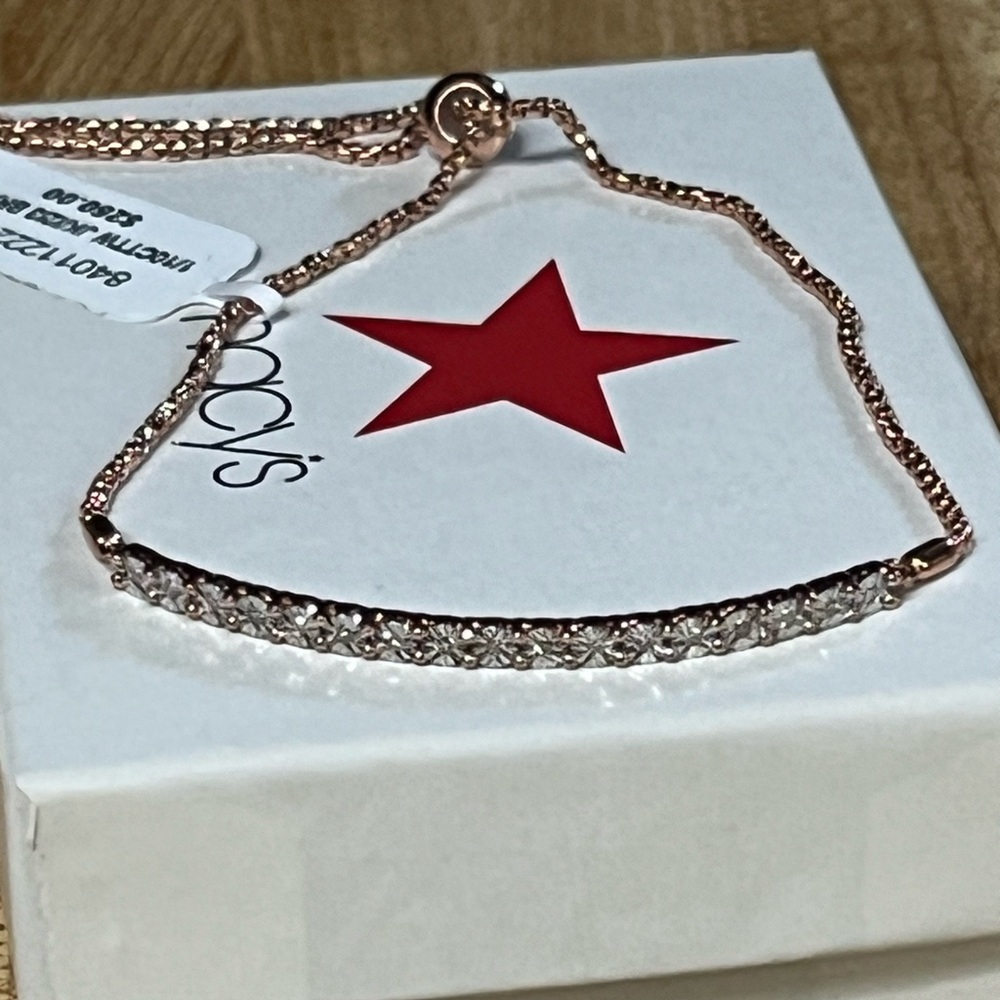 Diamond Bolo Bracelet 14k Rose Gold-Plated Sterling Silver - Picture 8 of 10